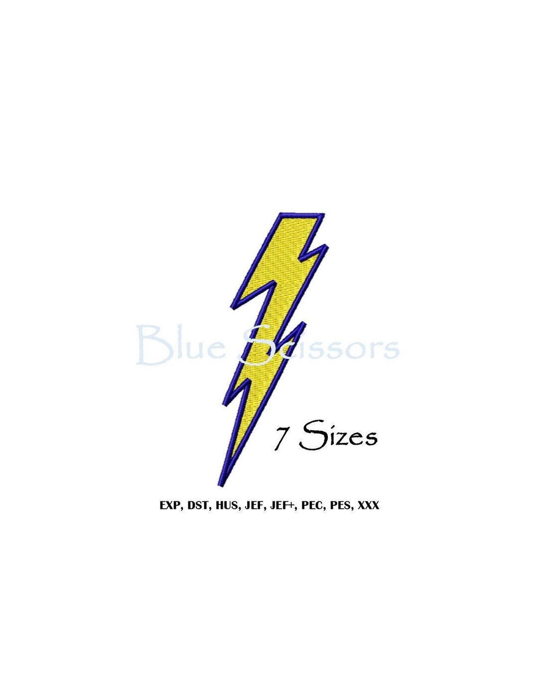 Lightning Bolt Solid Fill Embroidery Design, Lightning Bolt Embroidery