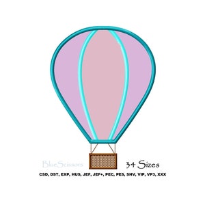 Hot Air Balloon Applique Embroidery Design, Hot Air Balloon Embroidery Design, Hot Air Balloon Design, Applique Hot Air Balloon, Hot Air Bal