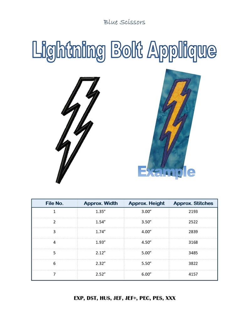 Lightning Bolts Set Embroidery Designs, Four Lightning Bolt Embroidery ...