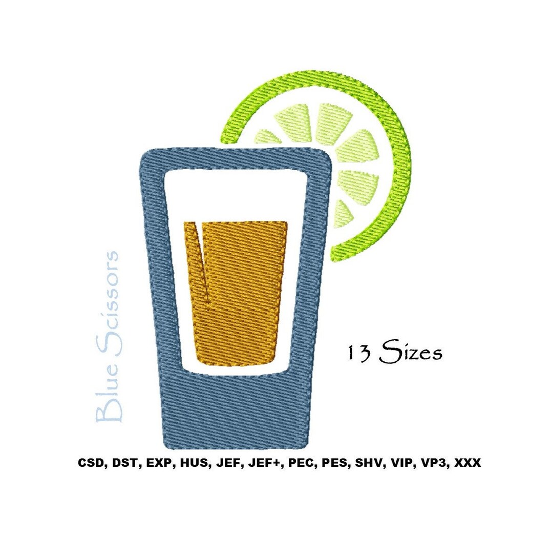 Shot Glass Embroidery Design Shot Glass Solid Fill Embroidery Etsy