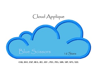 Diseño de bordado de apliques de nubes, bordado a máquina (csd, dst, exp, hus...)