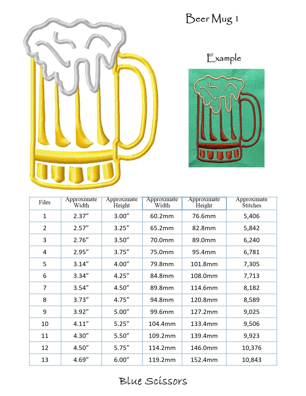 Beer Mug Embroidery Design Beer Embroidery Design Machine Etsy