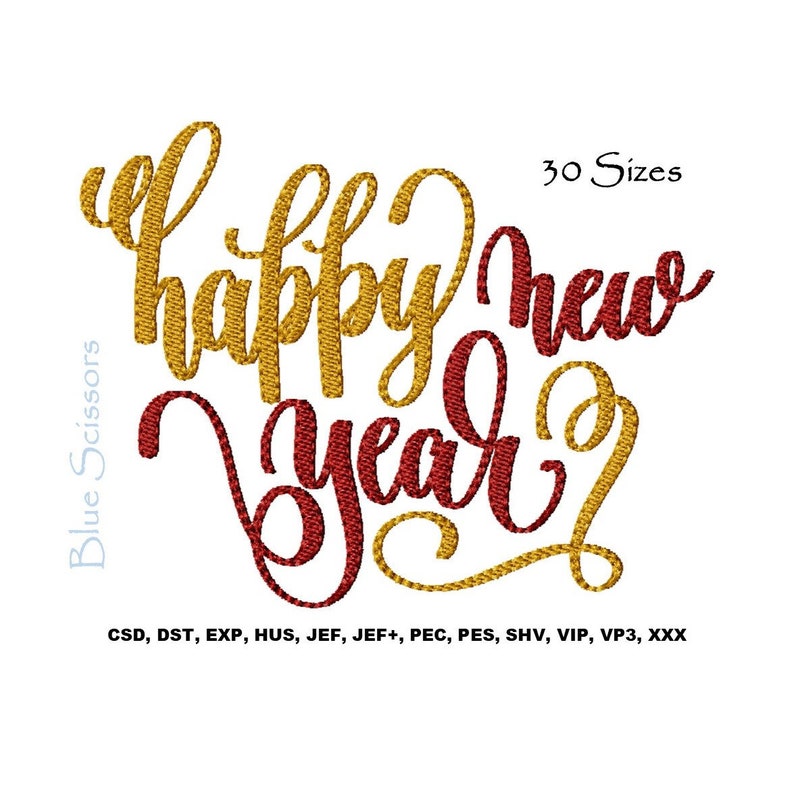 Happy New Year Embroidery Design New Years Embroidery Design - Etsy