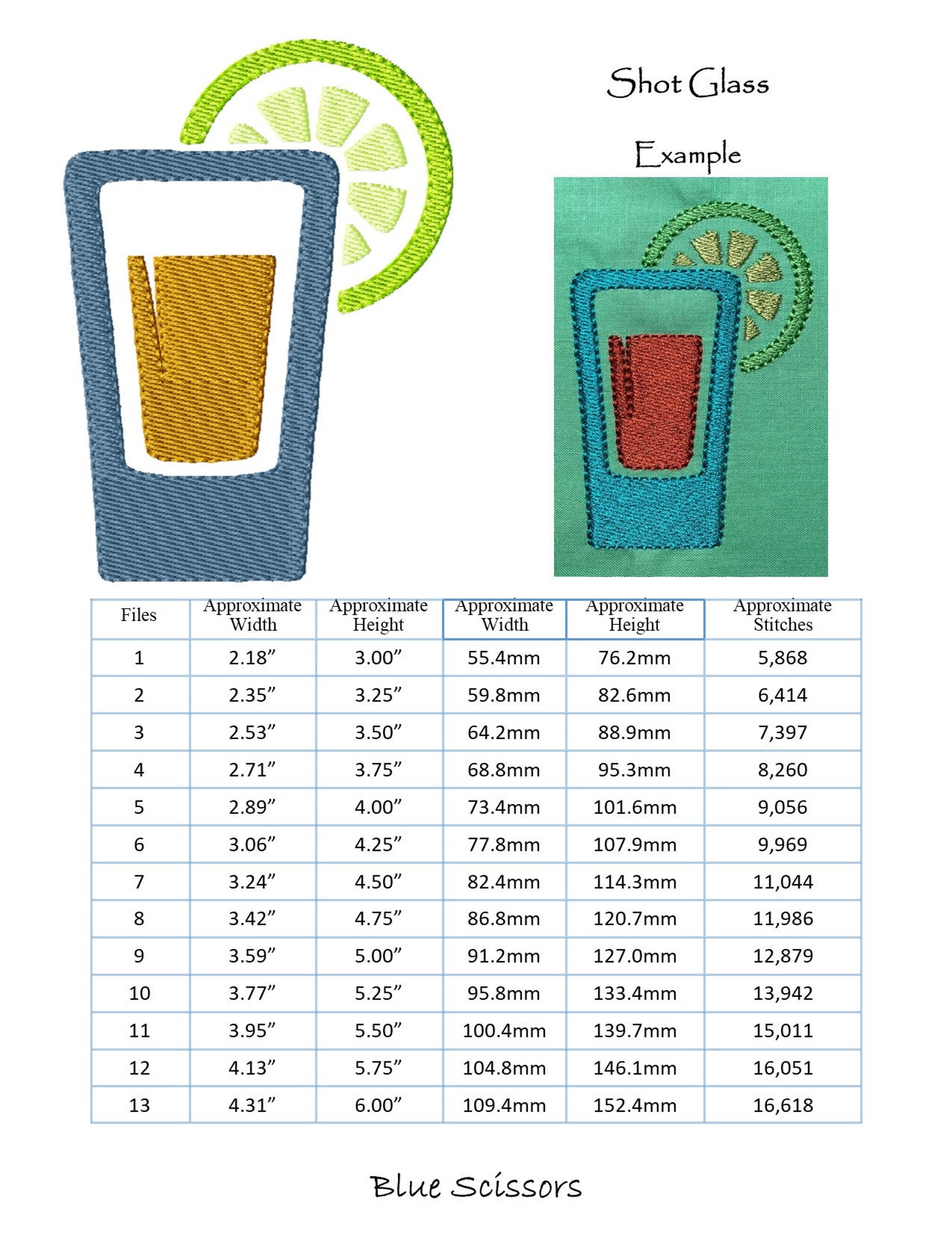 Shot Glass Embroidery Design Shot Glass Solid Fill Embroidery Etsy