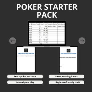 Poker Beginner Starter Pack | Learn Texas Holdem | Poker Cheat Sheet Printable & Bankroll Tracker | Digital Download