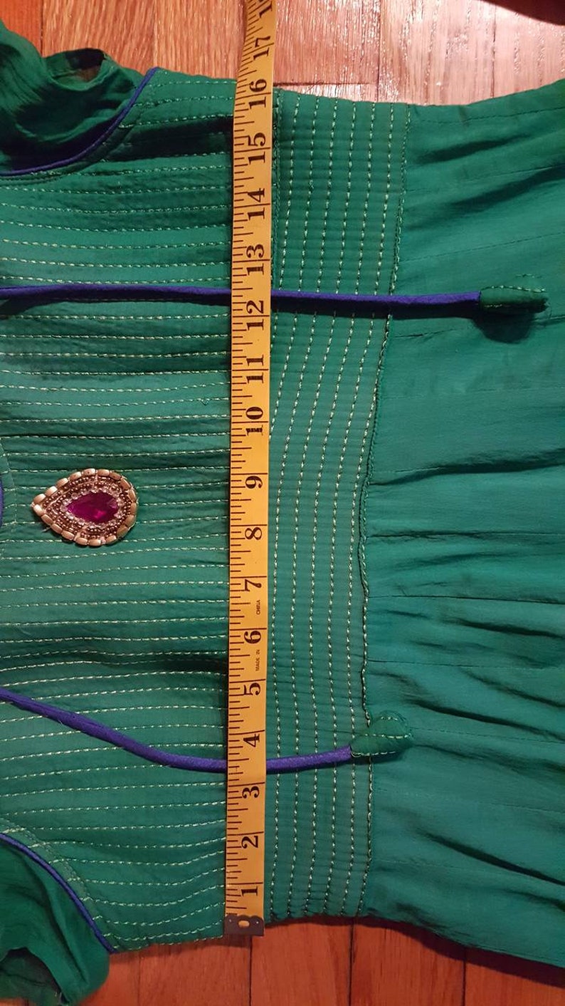 Embroidered w Jewel Authentic Indian Cotton Dress Bohemian Style Small Vintage Indian Dress 1960/'s Style Handmade Sz Festival Style