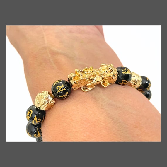Original Feng Shui Obsidian 18k Wealth Bracelet | Wealth Money Bracelet | Pi Yao Pi Xiu Bracelet | Feng Shui Wealth Amulet | Feng Shui