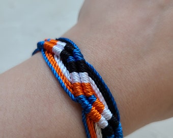 Handmade Waxed Thread Waterproof Adjustable Bracelet | Blue Orange White Black Surf Boho Bracelet | Friendship Bracelet Unisex woven braided