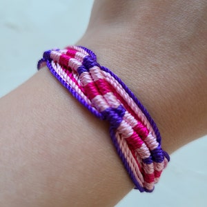 Handmade Waxed Thread Waterproof Adjustable Bracelet | Pink Purple Surf Boho Bracelet | Friendship Bracelet | Unisex woven braided bracelet
