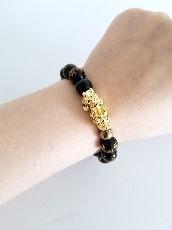 Real obsidian pixiu bracelet outlet