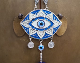 Blue Evil Eye of Horus Wall Hanger | Evil Eye Protection Wall Art | Evil Eye Decoration