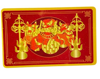 Feng Shui 2026 Three 3 Celestial Guardians Card with Ksiddigarbha's Implements