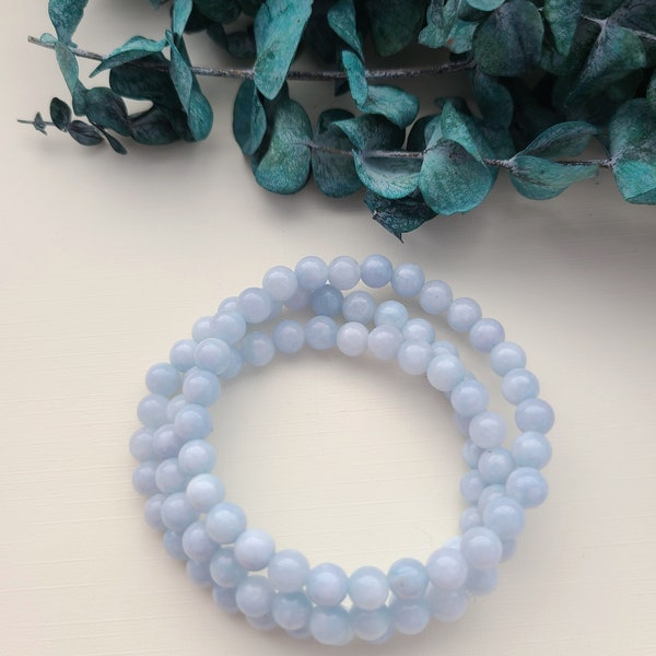 6mm Natural Celestite Bracelet Custom size Spiritual Bracelet | Peace, Awareness, Healing Crystal | Celestite Spiritual Jewelry, Meditation