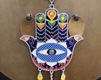 Hamsa Hand + Evil Eye Protection Amulet | Hand of Fatima | Hamesh, Chamsa, Khamsa Hand | Hamsa wall Art | Hamsa Charm | Evil Eye Decoration