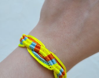 Handmade Waxed Thread Waterproof Adjustable Bracelet | Yellow Orange Blue Surf Boho Bracelet | Friendship Bracelet | Unisex woven braided