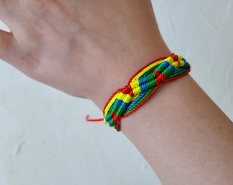 Handmade Waxed Thread Waterproof Adjustable Bracelet | Red Yellow Green Blue Surf Boho Bracelet | Friendship Bracelet | Unisex woven braided