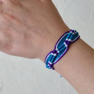 Handmade Waxed Thread Waterproof Adjustable Bracelet | Blue White Surf Boho Bracelet | Friendship Bracelet | Unisex woven braided bracelet