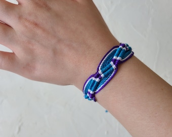 Handmade Waxed Thread Waterproof Adjustable Bracelet | Blue White Surf Boho Bracelet | Friendship Bracelet | Unisex woven braided bracelet