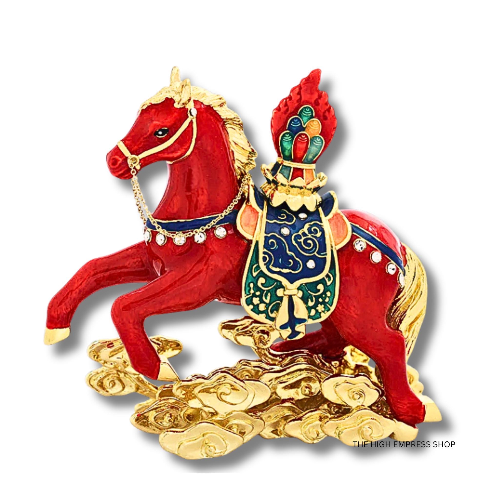 Feng Shui 2026 Valiant Red Horse Figure Statue Fire of Success