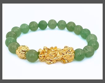 Authentic Feng Shui Jadeite Pixiu Bracelet | 18k Wealth Money Jade Bracelet | PiYao PiXiu Bracelet Feng Shui Wealth Amulet | Feng Shui