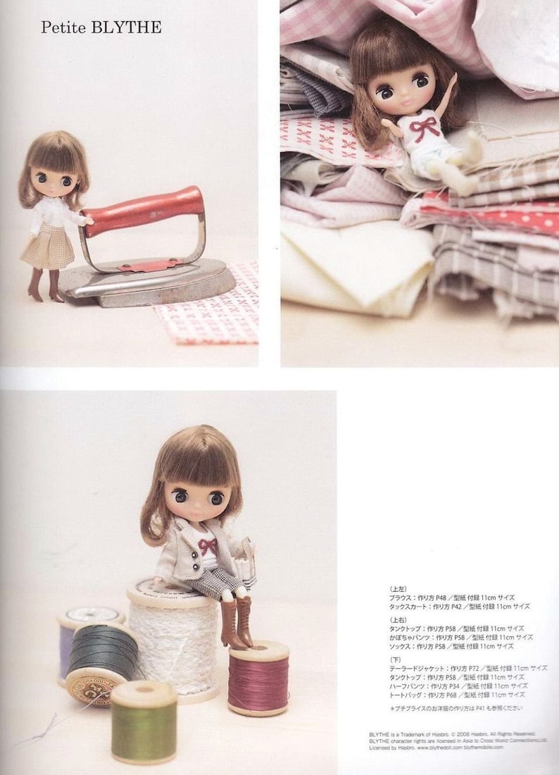 Blythe// Licca // Momoko// petite blythe Doll sewing Outfit book Japanese doll clothes pattern book image 9