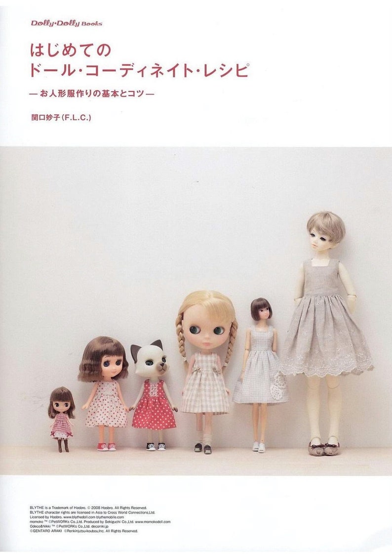 Blythe// Licca // Momoko// petite blythe Doll sewing Outfit book Japanese doll clothes pattern book image 2