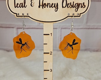Jurassic Park Amber Mosquito Earrings