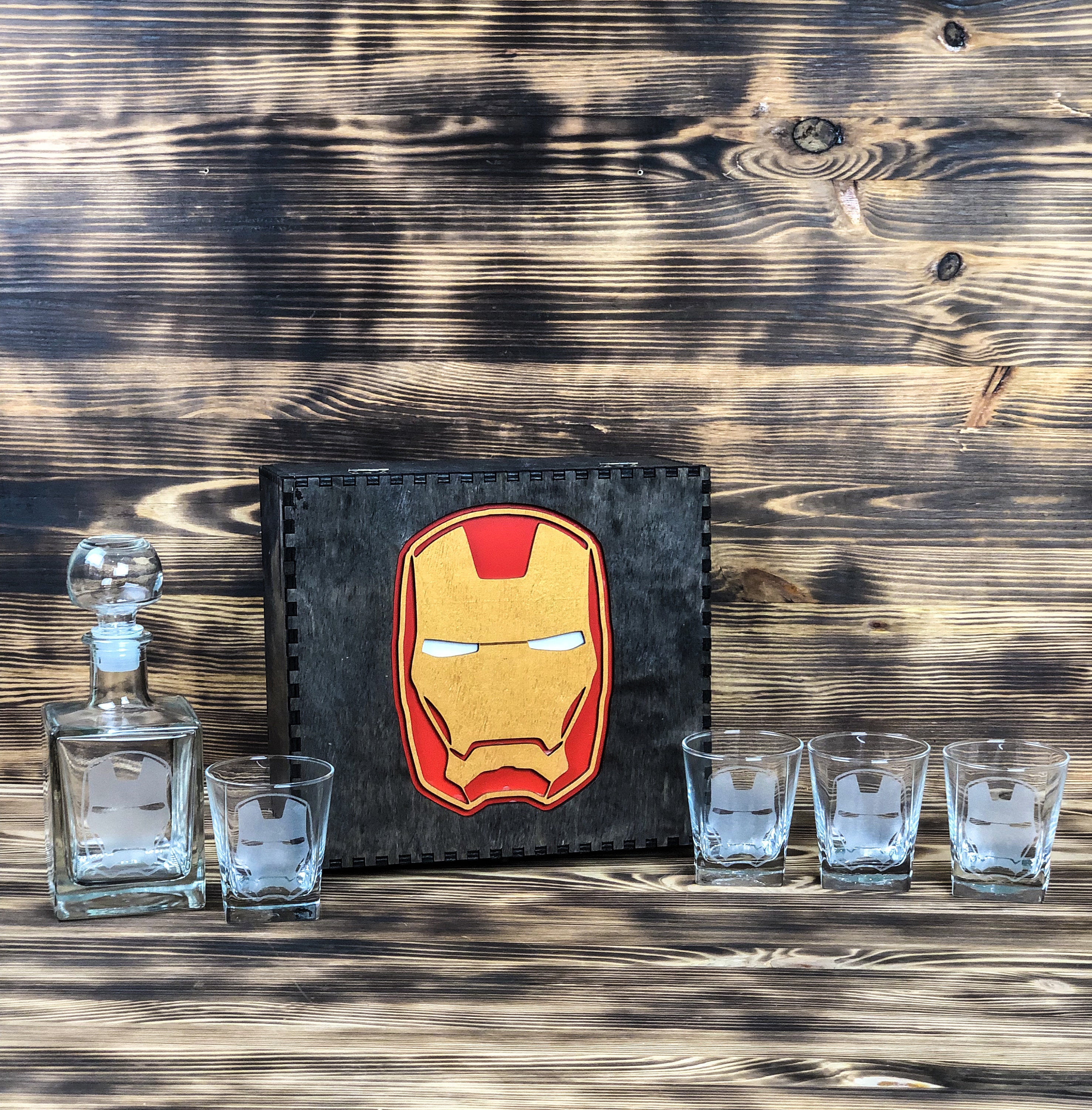 Iron Man Iron Man gifts Personalized Decanter set Christmas Etsy