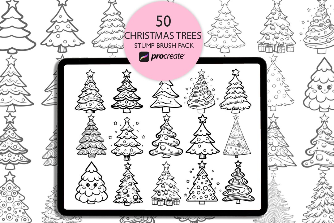 Christmas Trees Procreate Stamps. Christmas Tree Brush. Procreate Xmas ...