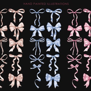 Watercolor ribbon bows clipart. Bows collection. Multicolor Bows. image 3