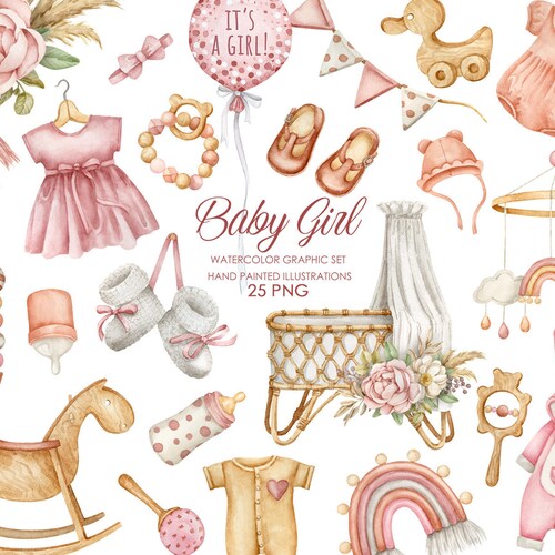 Boho Nursery Watercolor Clipart Baby Shower Boho Baby - Etsy