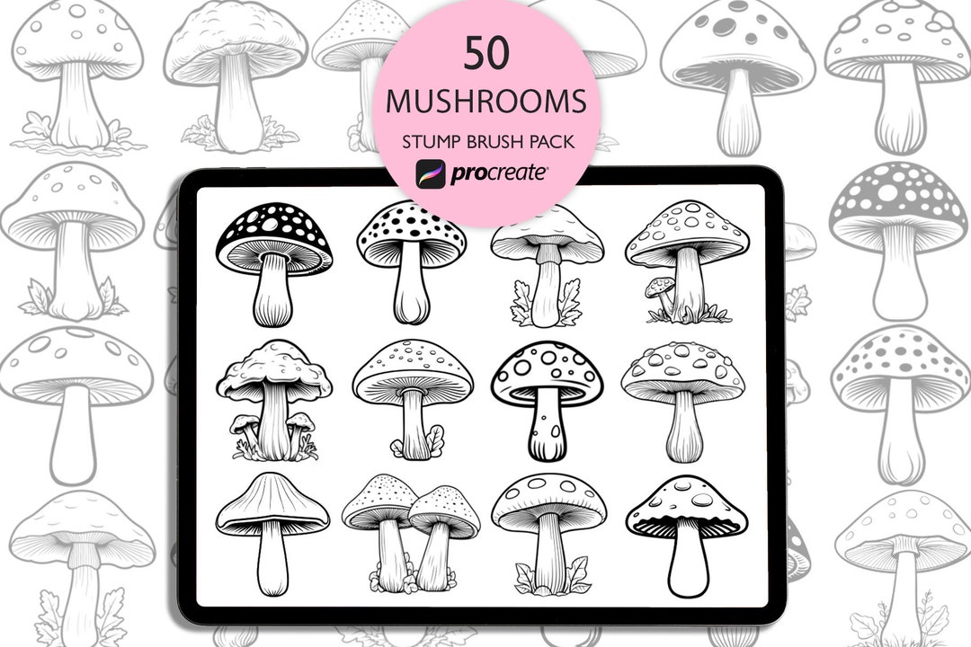 Mushrooms Procreate Stamps. Mushroom Brush Bundle. Fall Procreate ...
