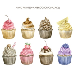 Watercolor Sweet Cupcakes Clipart. Birthday Cupcakes Set. Sweets Food ...