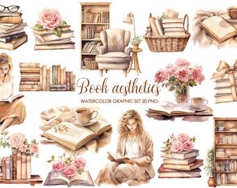 Aquarel leesboek clipart. Boek Met Bloemen PNG. Boekenwurm clipart. Boek liefhebber.