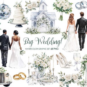 Boda blanca, Clipart de cronología de boda, Clipart de boda boho, Acuarela del lugar de la boda, PNG de boda.