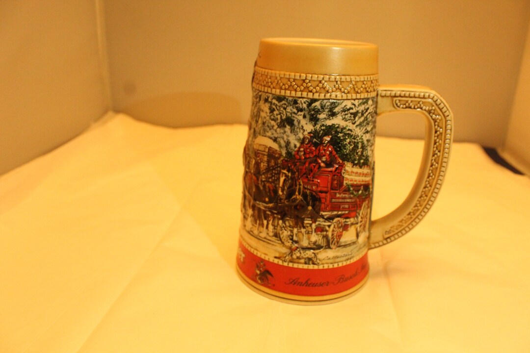 Budweiser Beer Stein 1987 Holiday Stein Etsy