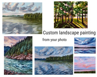 Custom landscape painting from photo, hand painted, commission painting, custom order landscape, personalized art gift, wedding gift