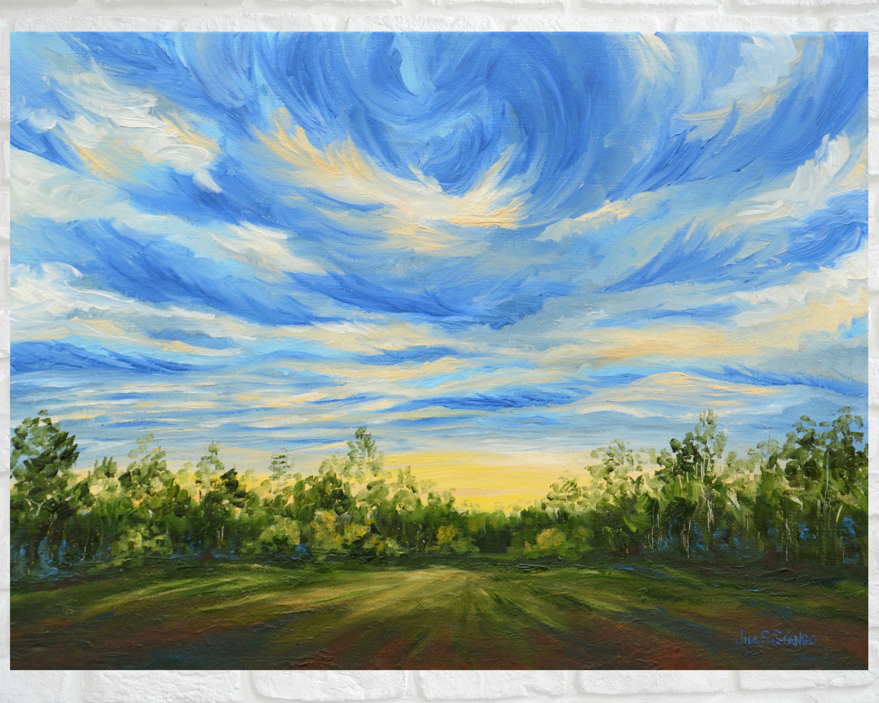 【絵画】青空の中の雲 絵画】青空の中の雲 （合作】青空縦PANと地面【イラスト背景(一