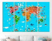 Animal World map Kids room Decor World map Nursery room World map poster World map wall art World map print World map for kids Fashion Decor