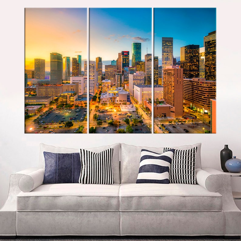Houston skyline canvas print Houston Texas big canvas art Etsy