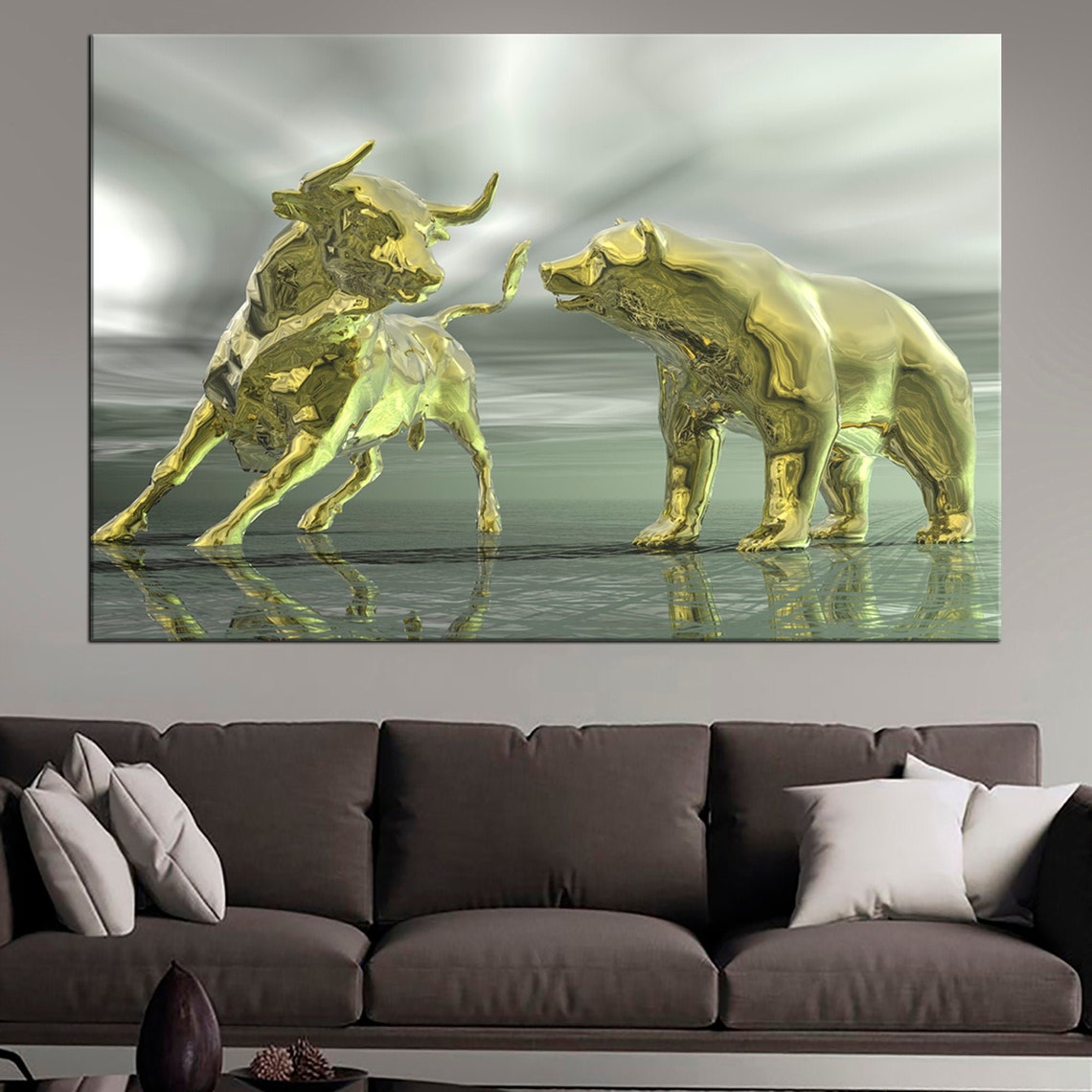 Abstract Bull and Bear power Art Print Poster Wall Street Etsy