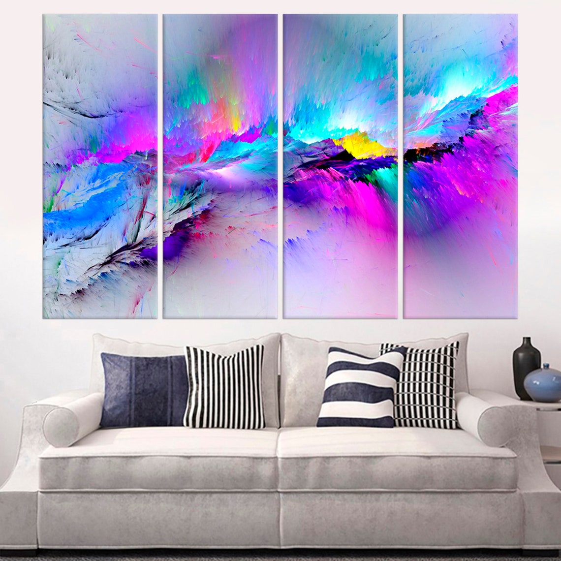 Colorful Abstract large canvas print Paint Color Splash | Etsy