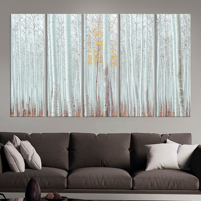 White Birch Wall Art Decor Canvas Print Birch Grove with Etsy