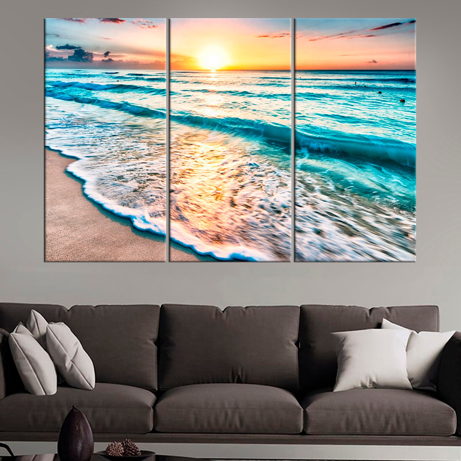 Ocean wall art Beach wall decor Ocean large canvas print Sand | Etsy