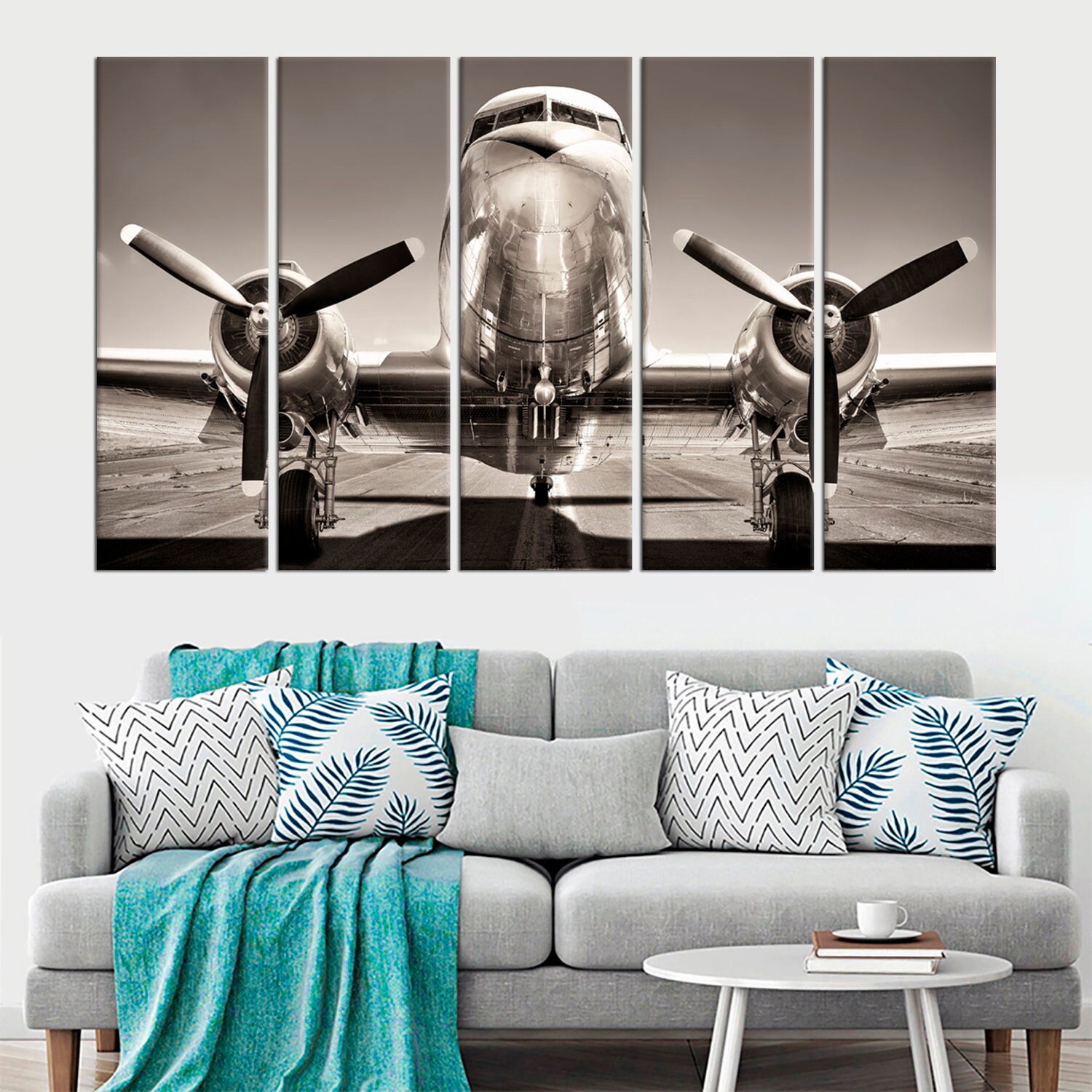 Vintage Airplane Wall Art Decor Propeller Airplane Large Etsy