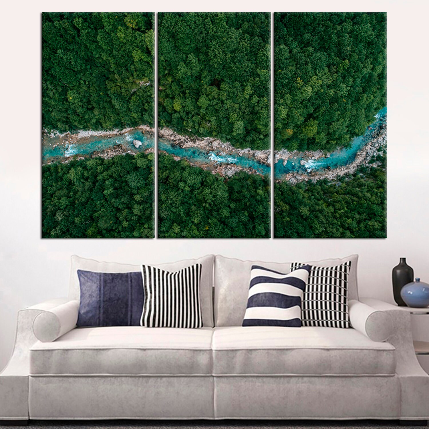 River Flowing in the Forest Wall Art Aerial View of a Road in Etsy