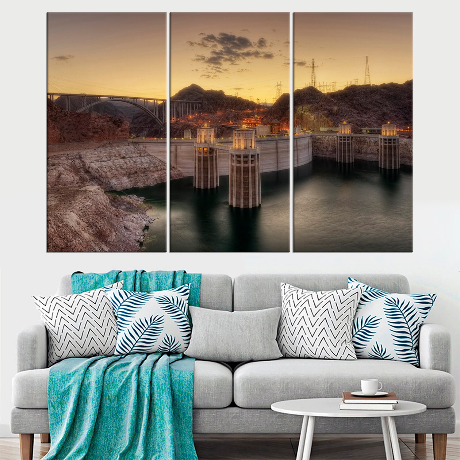 Hoover Dam Colorado River Wall Art Decor Boulder Dam Black Etsy