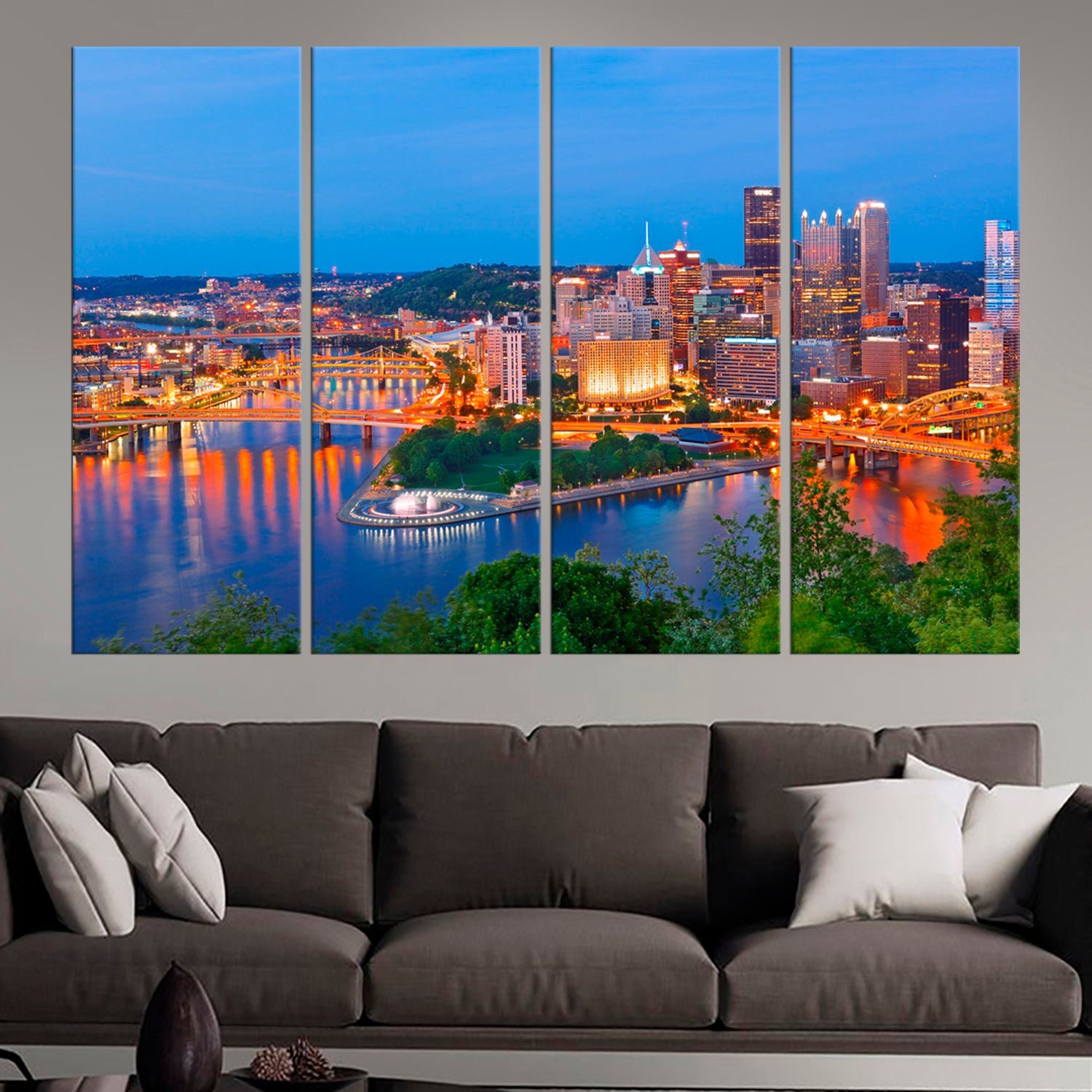 Pittsburgh Pennsylvania Large Wall Art Pittsburgh Skyline Etsy