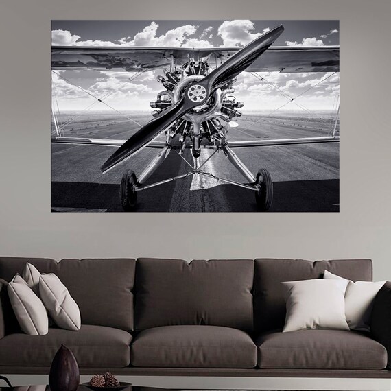 Historical Airplane Black and White Wall Art Decor Engine Etsy