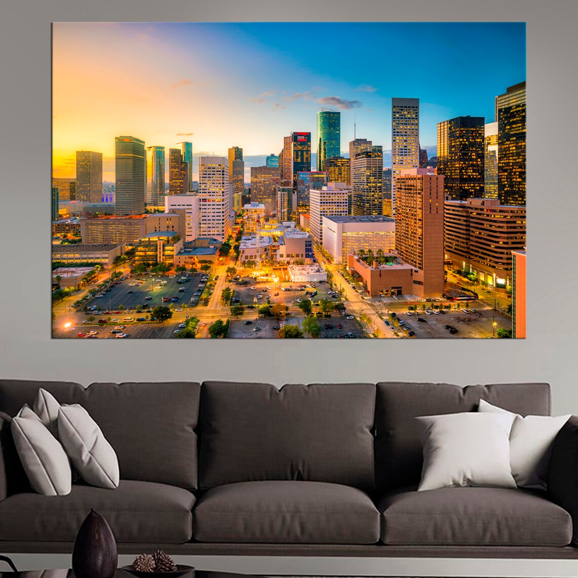 Houston skyline canvas print Houston Texas big canvas art Etsy